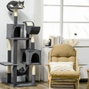 Image 1: PawHut 177cm Cat Tree, Multilevel with Scratching Posts and Houses