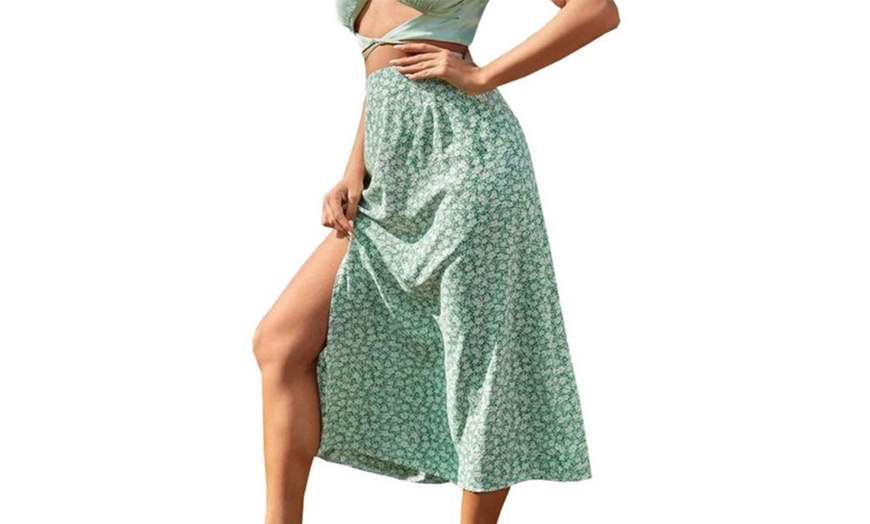 Image 4: Floral Split Leg Skirt