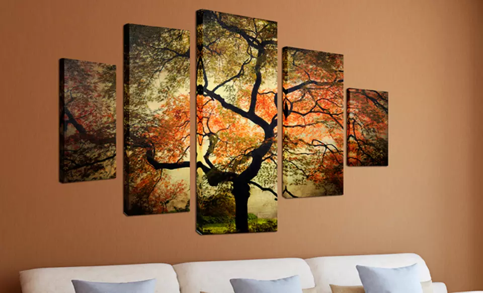 5 ft. x 3 ft. 5-Panel Contemporary Artwork. Multiple Prints Available. Free Returns. - Primary Image