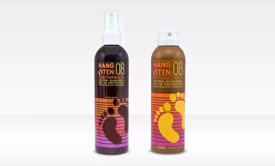 1 or 3 Bottles of Hang Ten SPF 8 Dry Tanning Spray (6 Fl. Oz.) or Dark Tanning Oil (8 Fl. Oz.) from $9.99–$23.99 - Primary Image