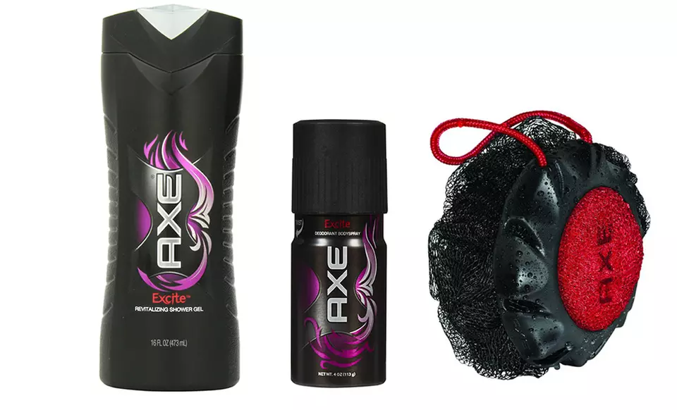 Axe Excite 3-Piece Shower Kit with Shower Gel, Cleaning Tool, and Deodorant Body Spray - Primary Image
