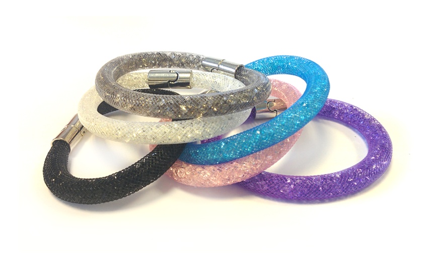 Image 13: Crystal Filled Mesh Bracelets