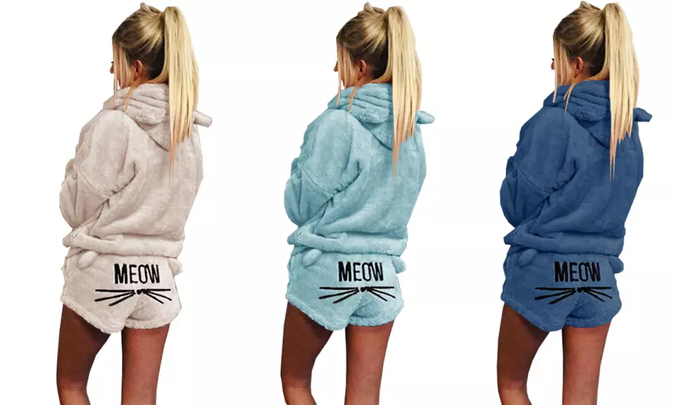 Ensemble pyjama short en polaire ''MEOW'' - Primary Image