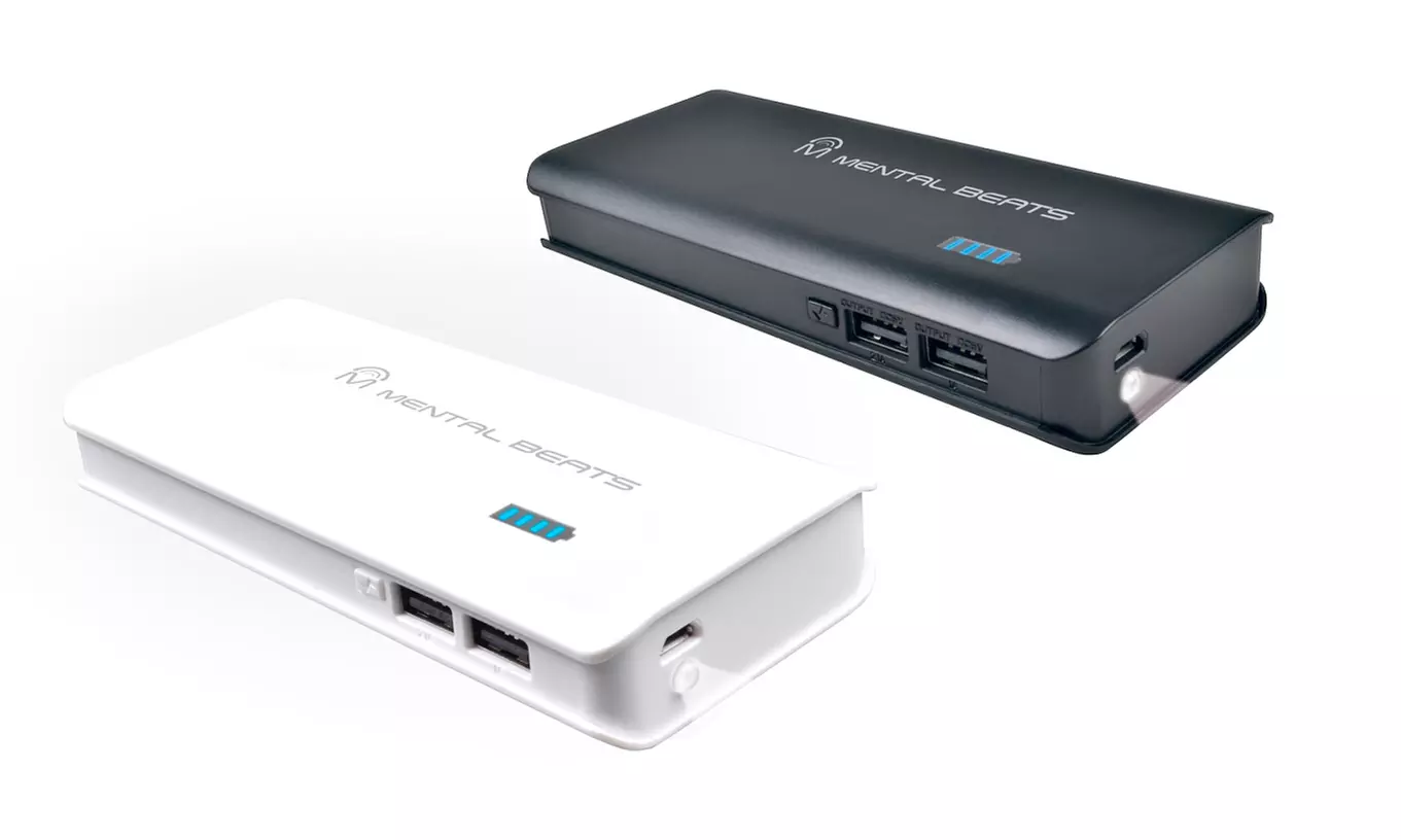 Mental Beats 10,000mAh Power Bank 2 Dual-Port USB Backup Battery with 2.1-Amp Port, 1-Amp Port, and LED Flashlight - Primary Image
