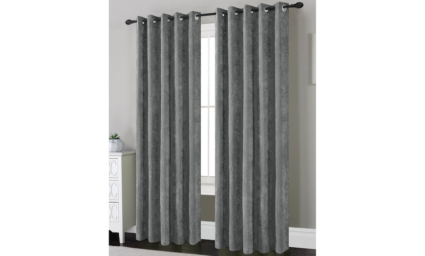 Image 2: Chenille Eyelet Curtains