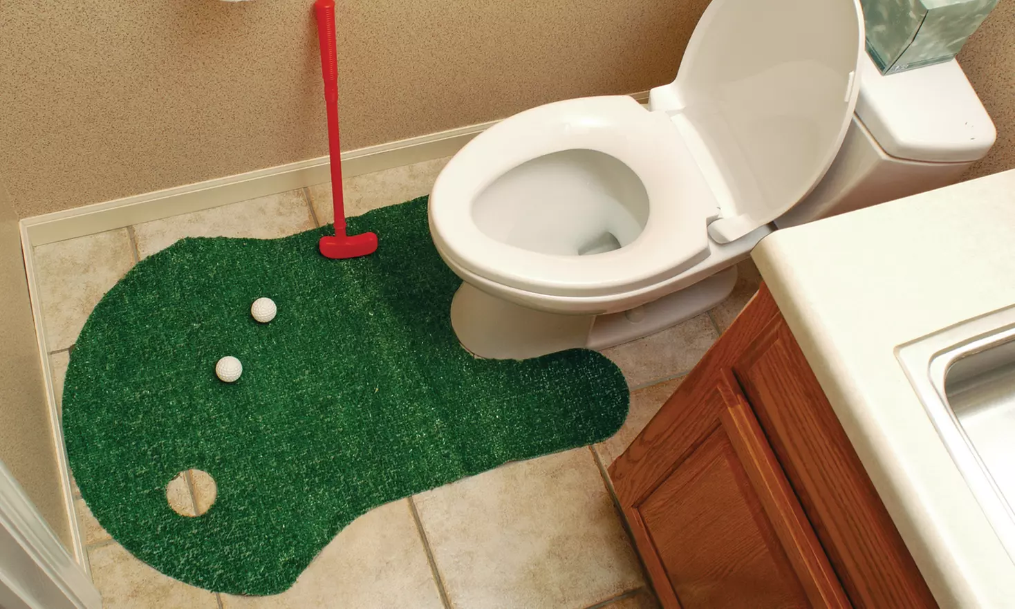 Piddle Poop and Putt Golf Toilet Rug - Primary Image