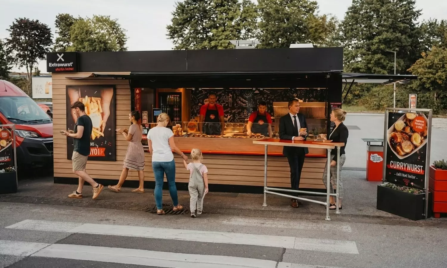 Curry Wurst, Curry-Wurst-Menü / vegane Variante mit Pommes & Getränk