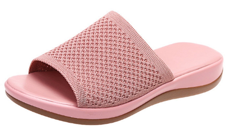 Image 9: Women's Casual Mesh Knit Woven Upper Soft Flat Sandals