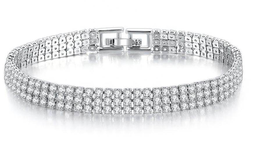 Image 2: Three-Row Pave Bracelet Encrusted with Swarovski® Crystals