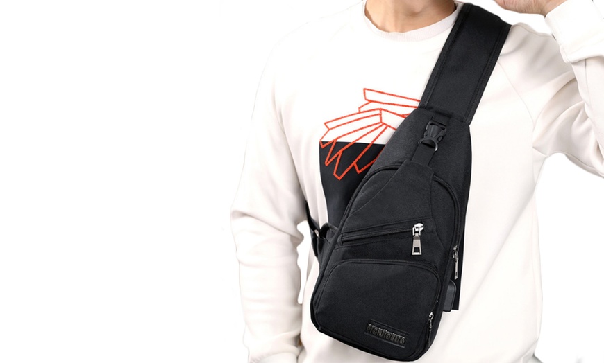 Image 2: USB Charging Crossbody Backpack