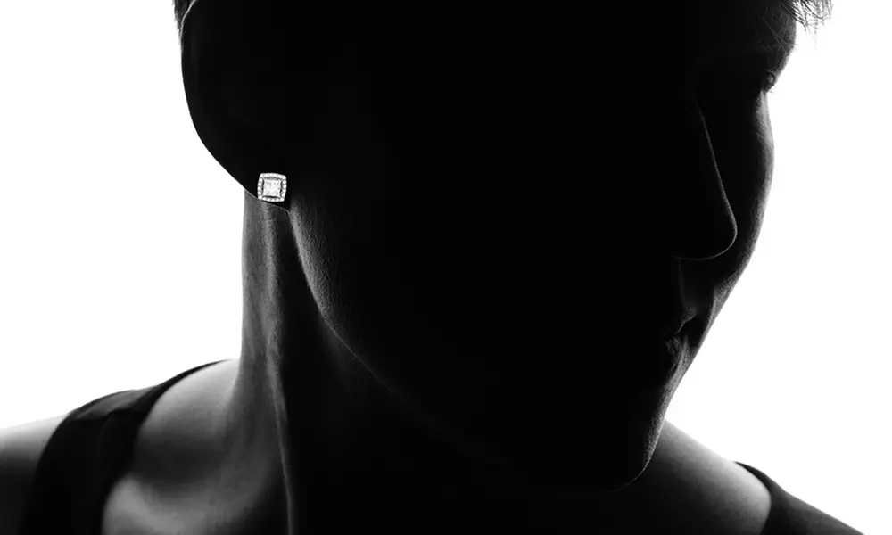 Halo Stud Earrings Set made with Swarovski Elements Plated Over Sterling Silver by Angélique Paris - Second Medium