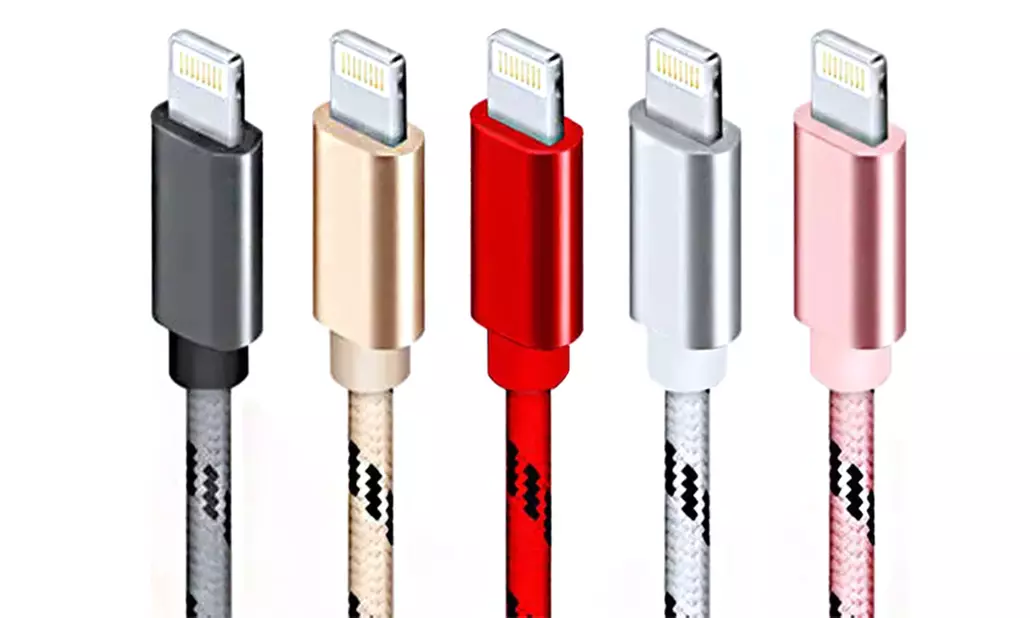 5er- oder 10er- Pack umflochtene Ladekabel mit Lightning®-Connector für iPhone oder iPad, inkl. Versand - Primary Image