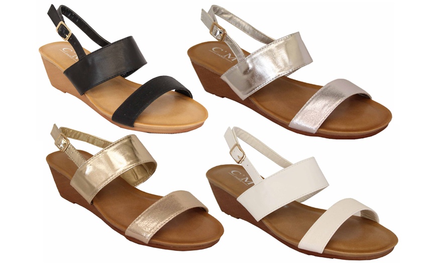 Image 1: Women's Slip-On Wedge Heel Sandals