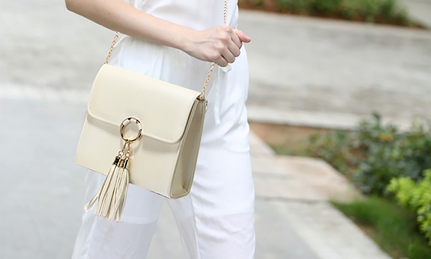 Image 13: Flap Clutch Purse with Tassel 