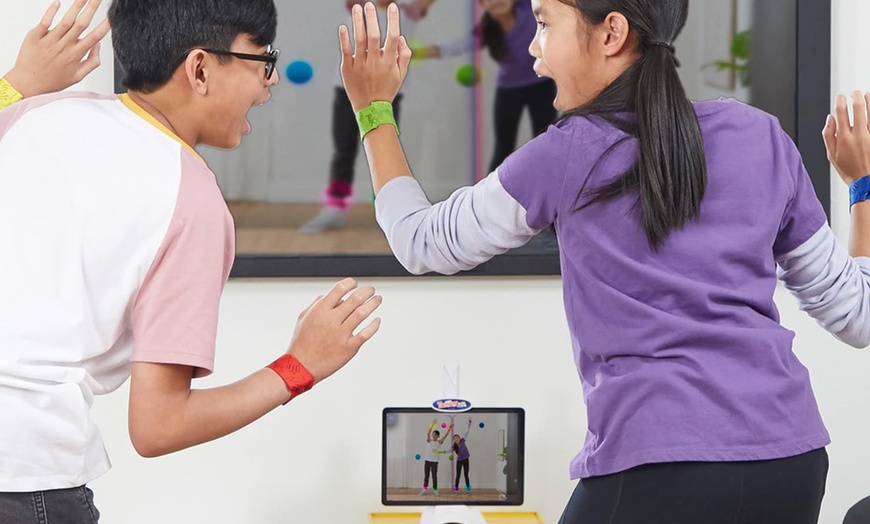 Image 2: Hasbro Twister Air Party Game Includes 4 Twister Air Wrist Bands