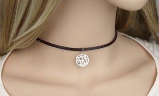 Personalized Sterling Silver Pendant and Leather Choker