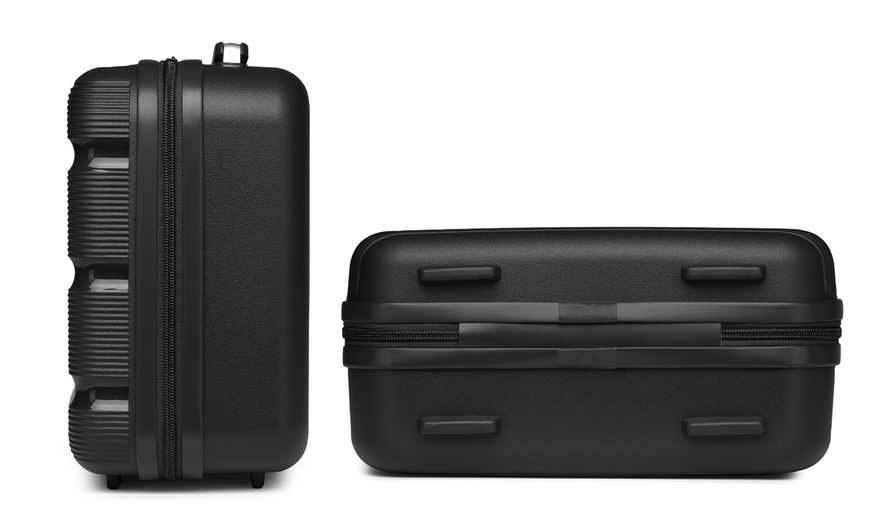 Image 5: Individual or Set of Three Textured Groove Hard Shell Suitcases