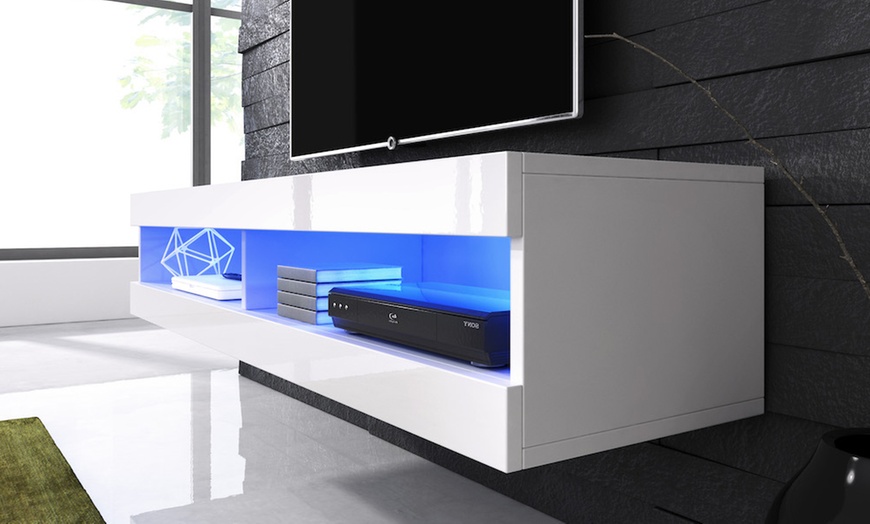 Image 4: Floating TV Unit with LED Lights