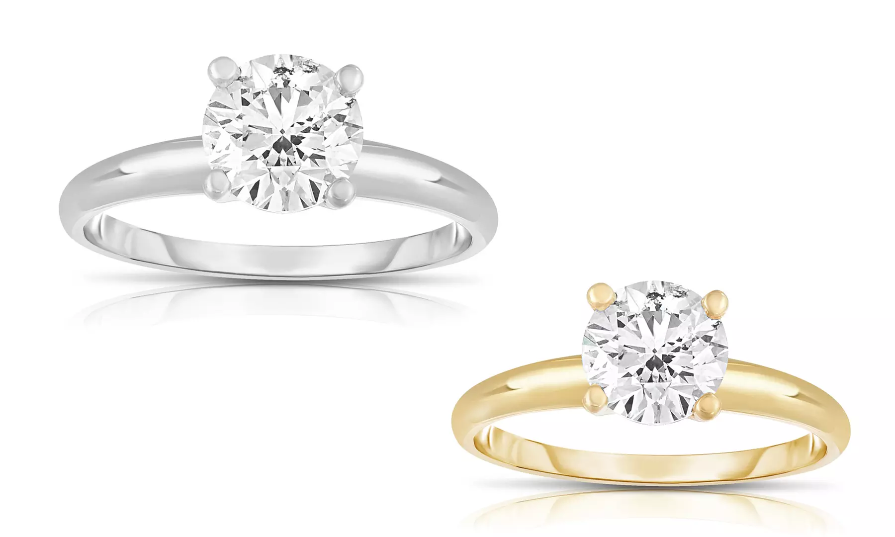 1.5 CTW Certified Genuine Diamond Solitaire Ring in 18K Gold - Primary Image