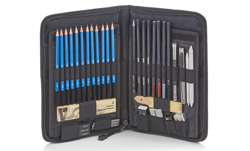 Image 2: 40-Pc Sketching and Drawing Set