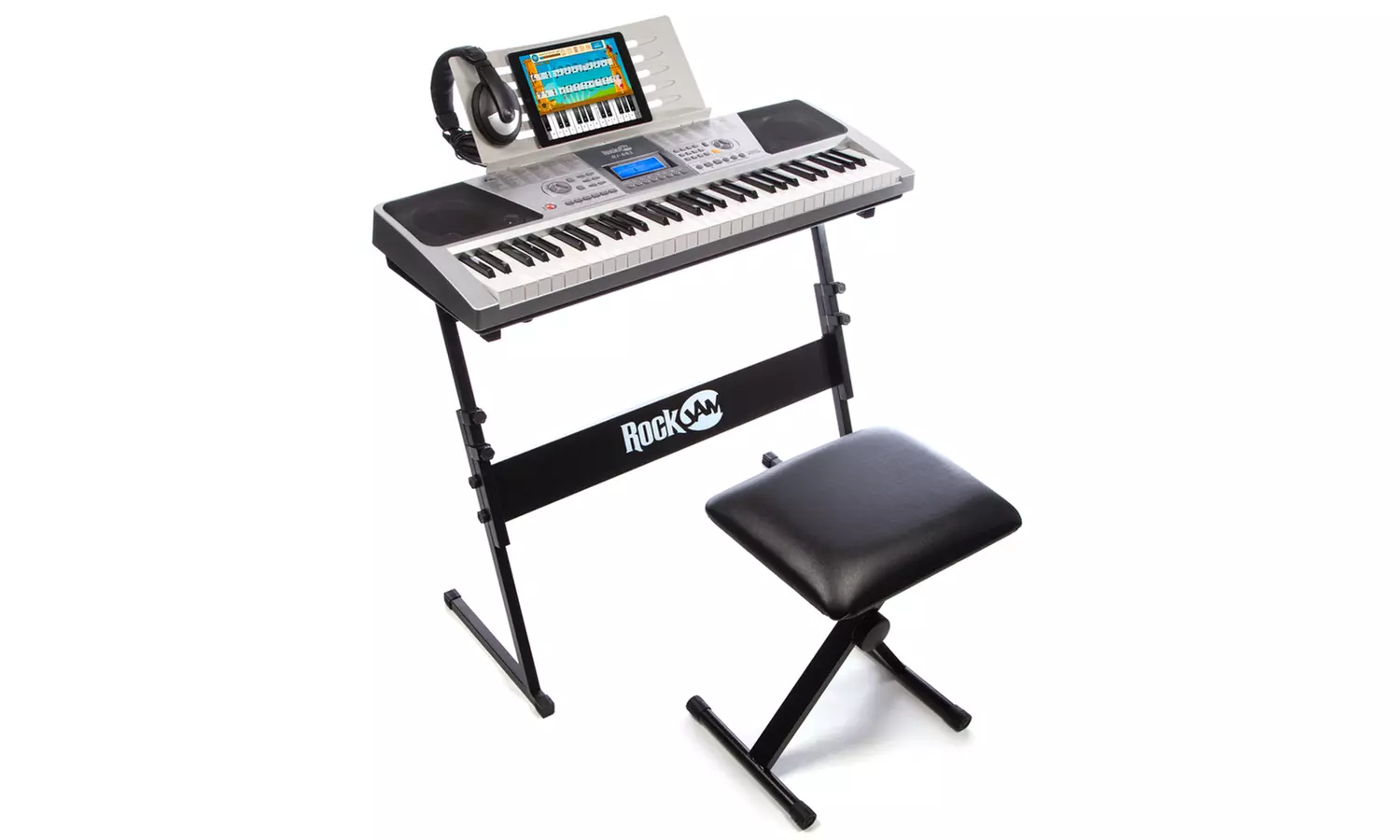 RockJam RJ661 Keyboard with Stand, Stool and Headphones With Free Delivery - Primary Image