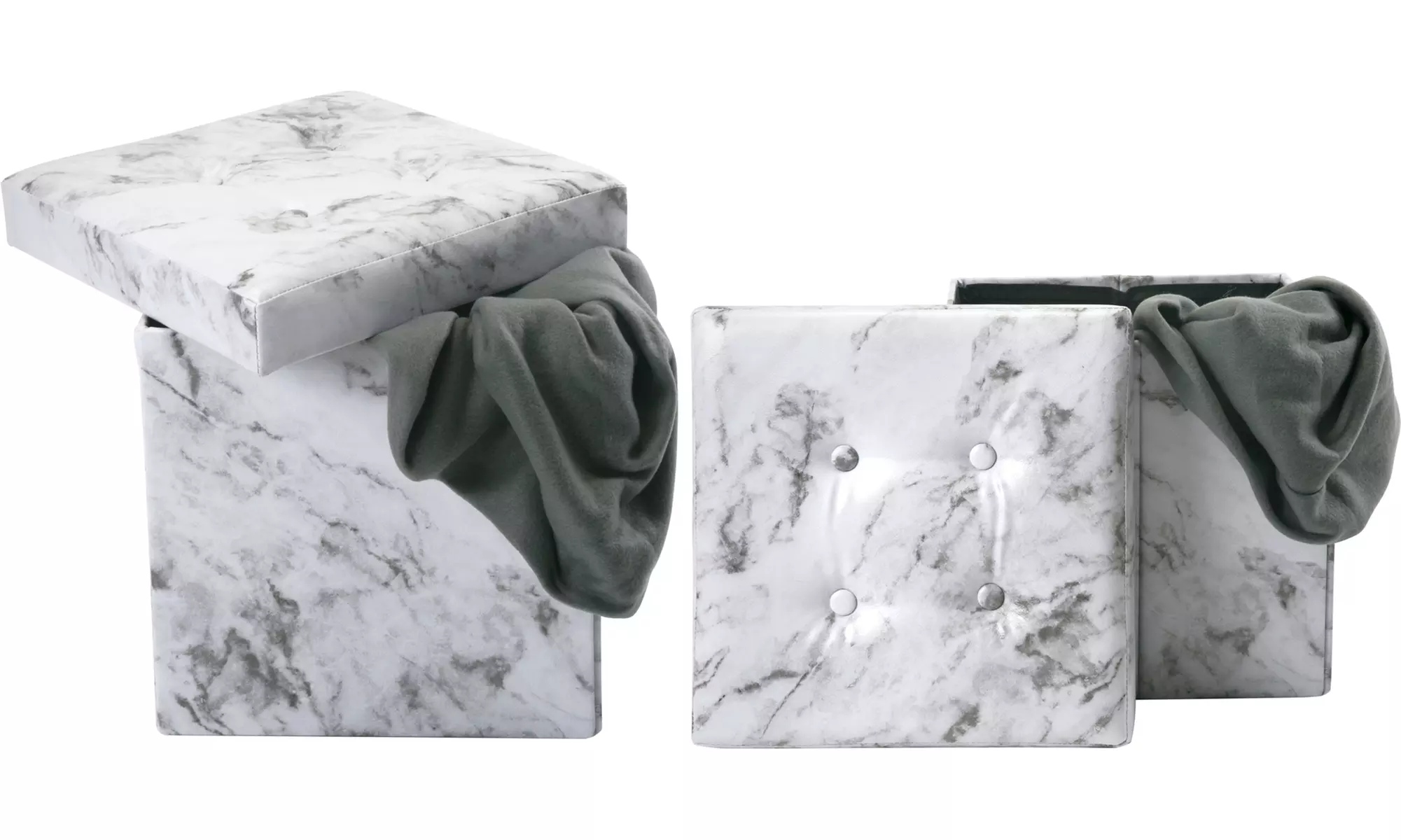 Collapsible Marble Print Storage Ottoman - Second Medium