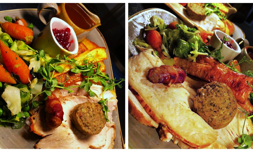 Image 2: Sunday Roast with Chicken, Sirloin Beef or Pork, optional Wine/Booze!