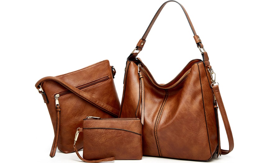 Image 7: Handtasche, Schultertasche und Geldbörse in Leder-Optik für Damen