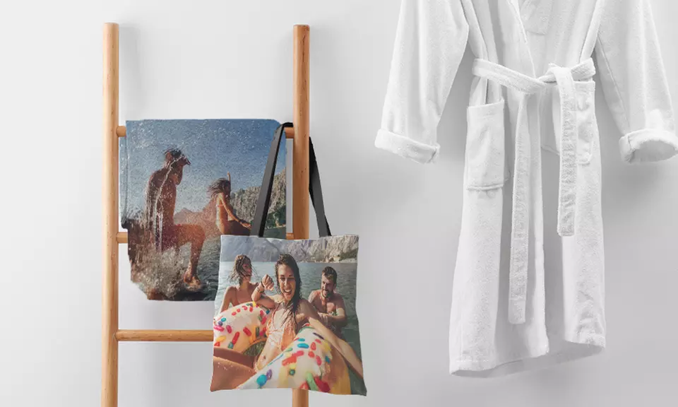 1x oder 2x Strand-/Badetuch oder Stofftaschemit eigenem Foto