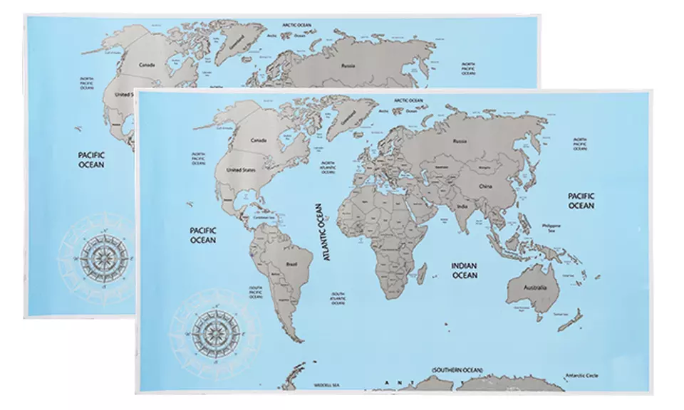 1 ou 2 cartes du monde à gratter, livraison offerte - Second Medium