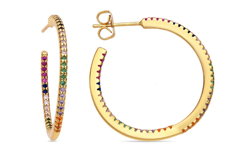 Image 2: Earrings with Brilliant Zirconia finished in 18k gold 