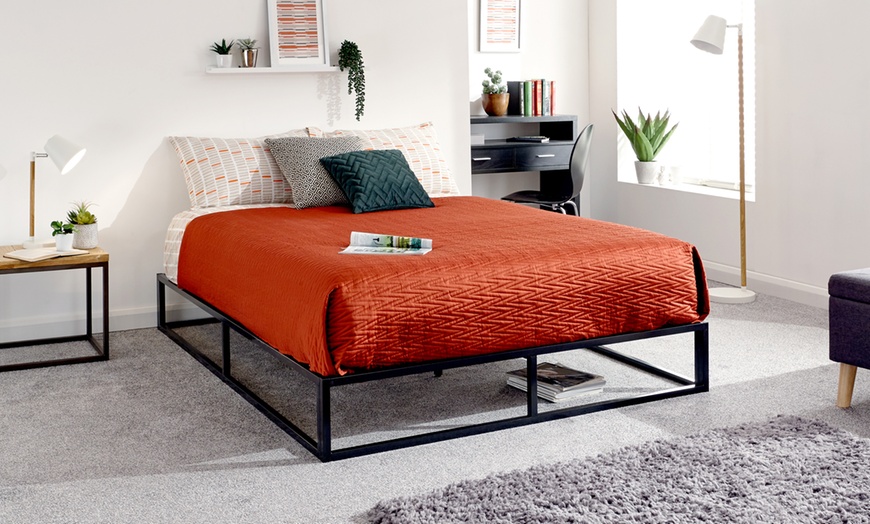 Image 1: Industrial Platform Bed Frame