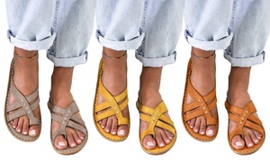 Strappy Sandals with Toe Loop