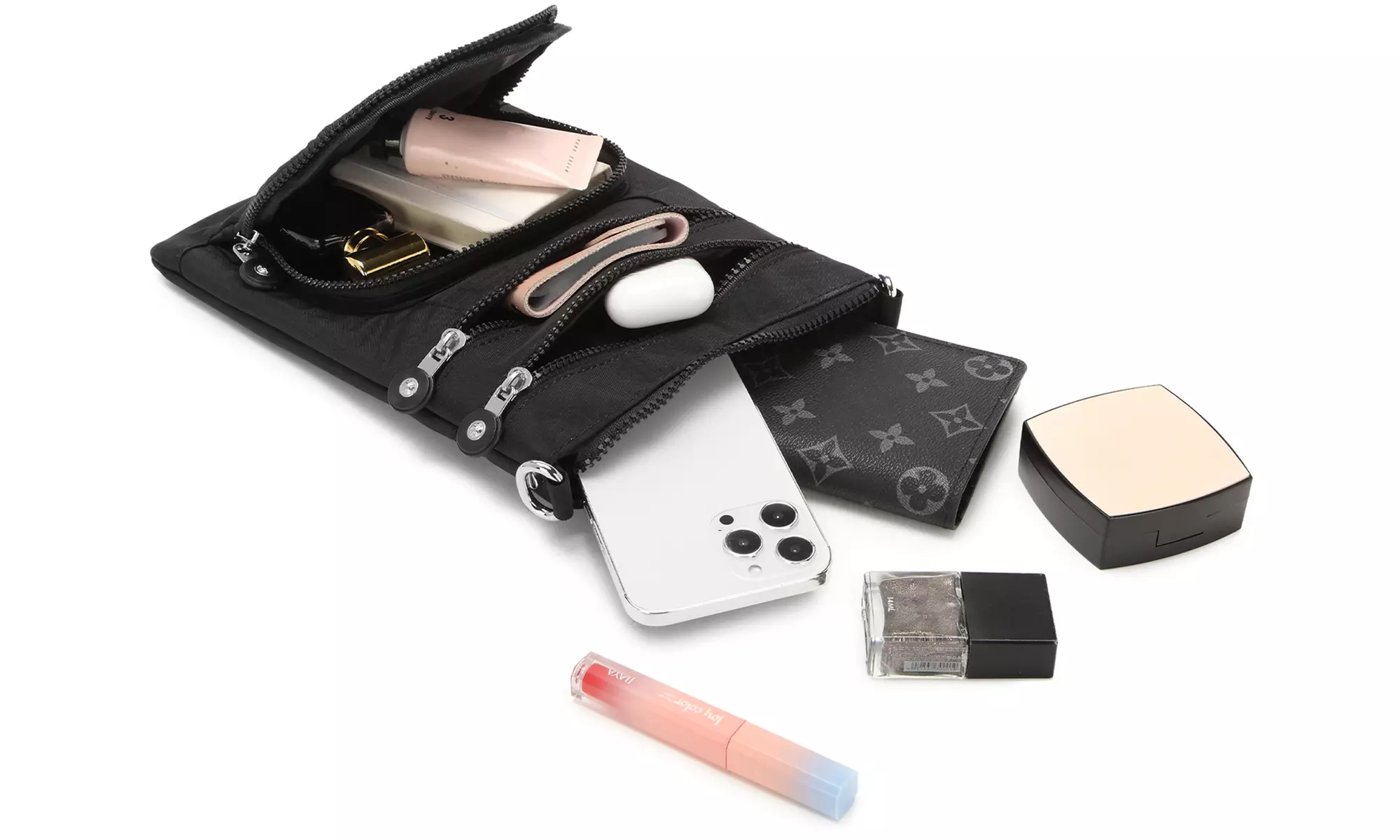 Kono Casual Multi-Pocket RFID Cross-Body Bag Card Holder Phone Bag