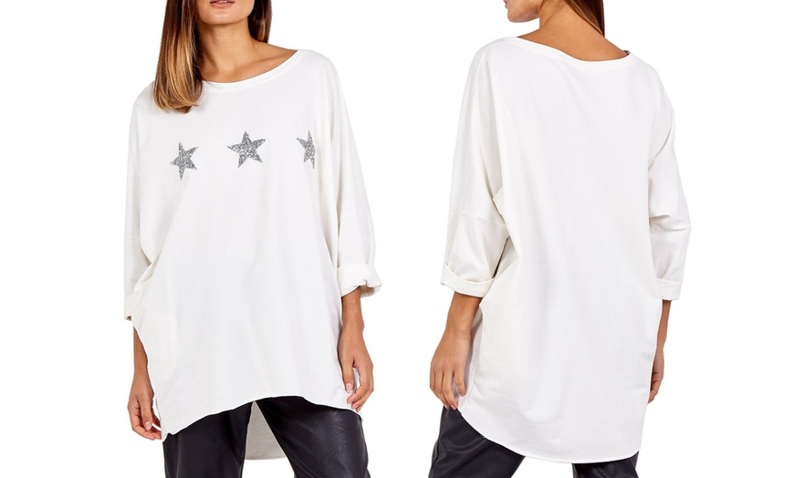 Image 12: Women's Oversized Star-Detailed Sweatshirt or Hoodie