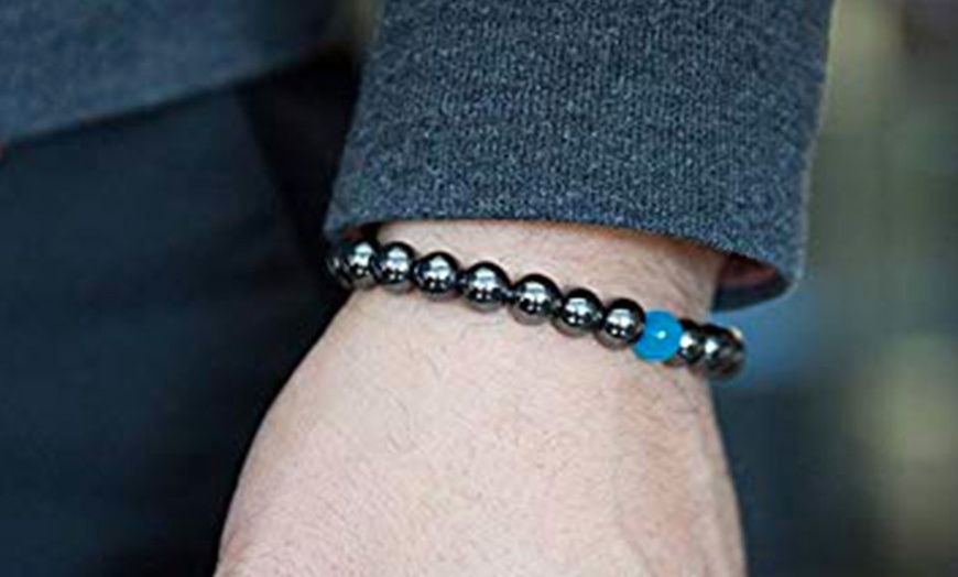 Image 6: One, Two or Three Hematite Bracelets with Blue Opal Bead