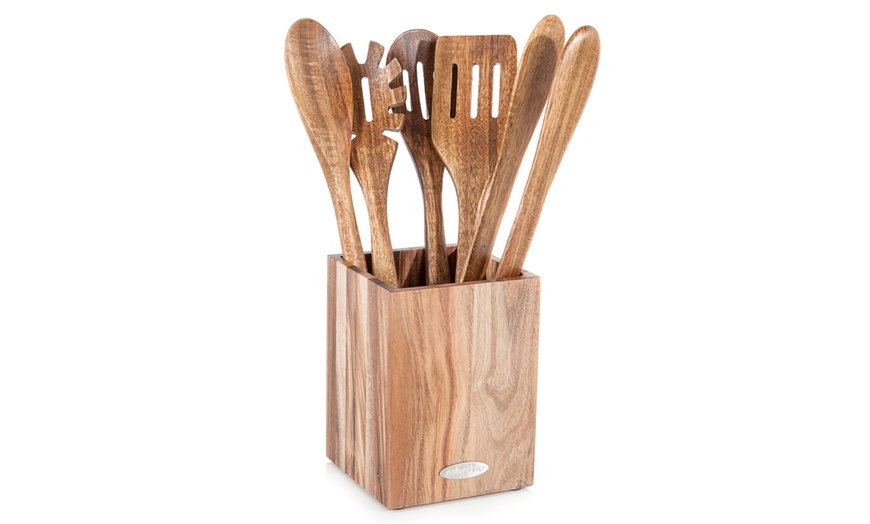 Image 3: 5-Piece Acacia Kitchen Tool Set