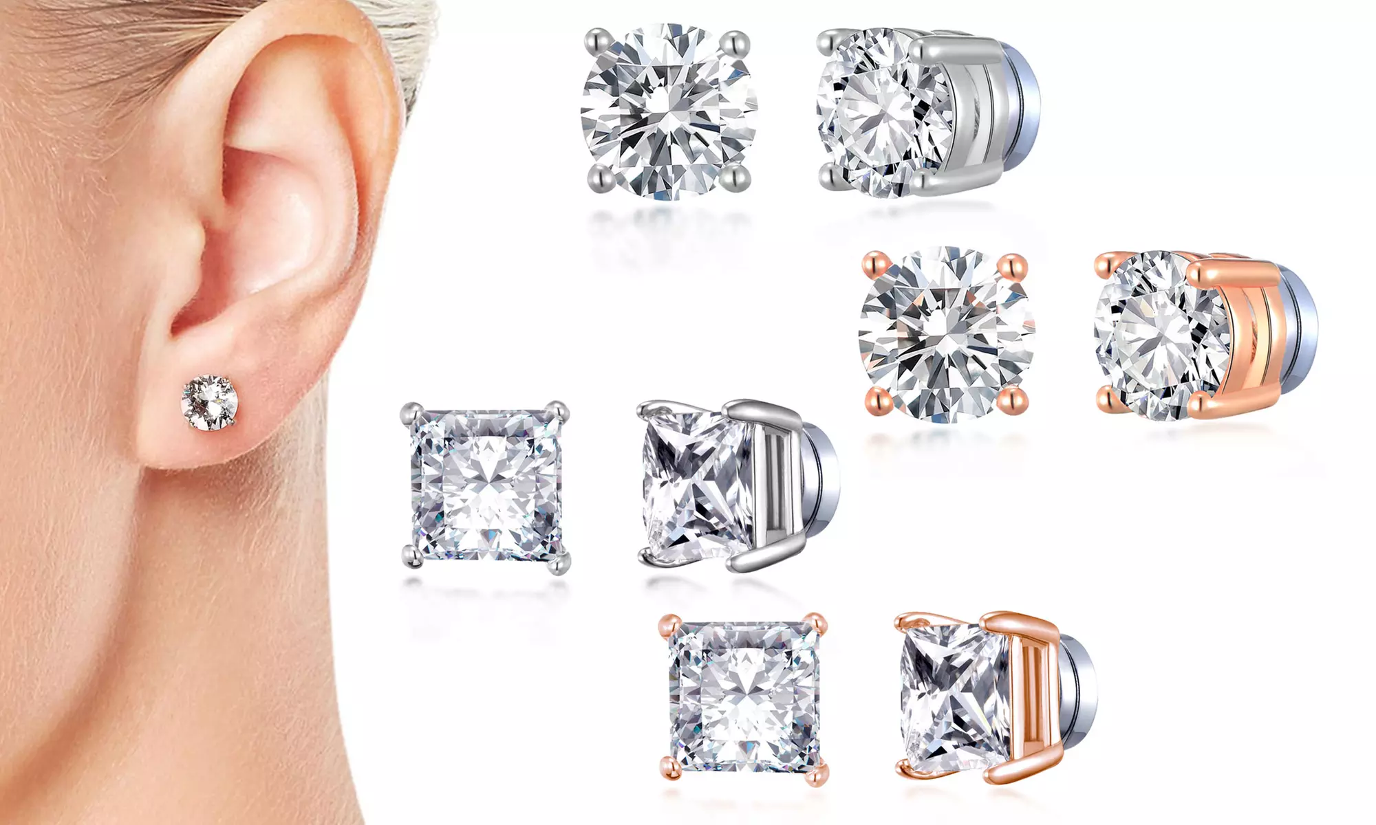 One, Two or Three Pairs of Philip Jones Magnetic Earrings made with Crystals from Zircondia® - Primary Image