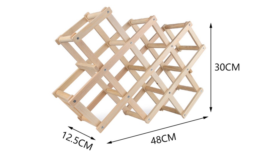 Image 3: Decorative Foldable Solid Wood Stackable Wine Rack