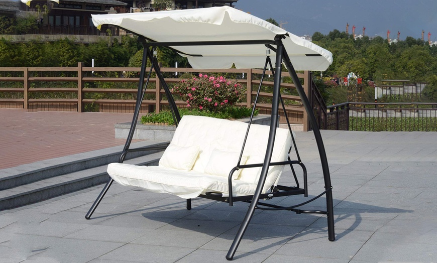 Image 2: Outsunny Three-Seater Swing Chair