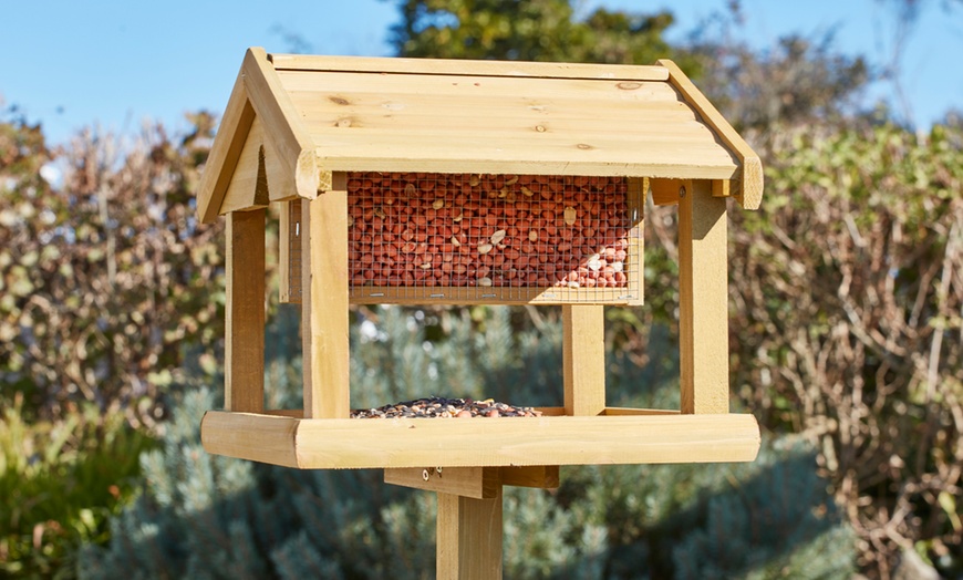 Image 5: Wooden Bird Table with Built-in Feeder