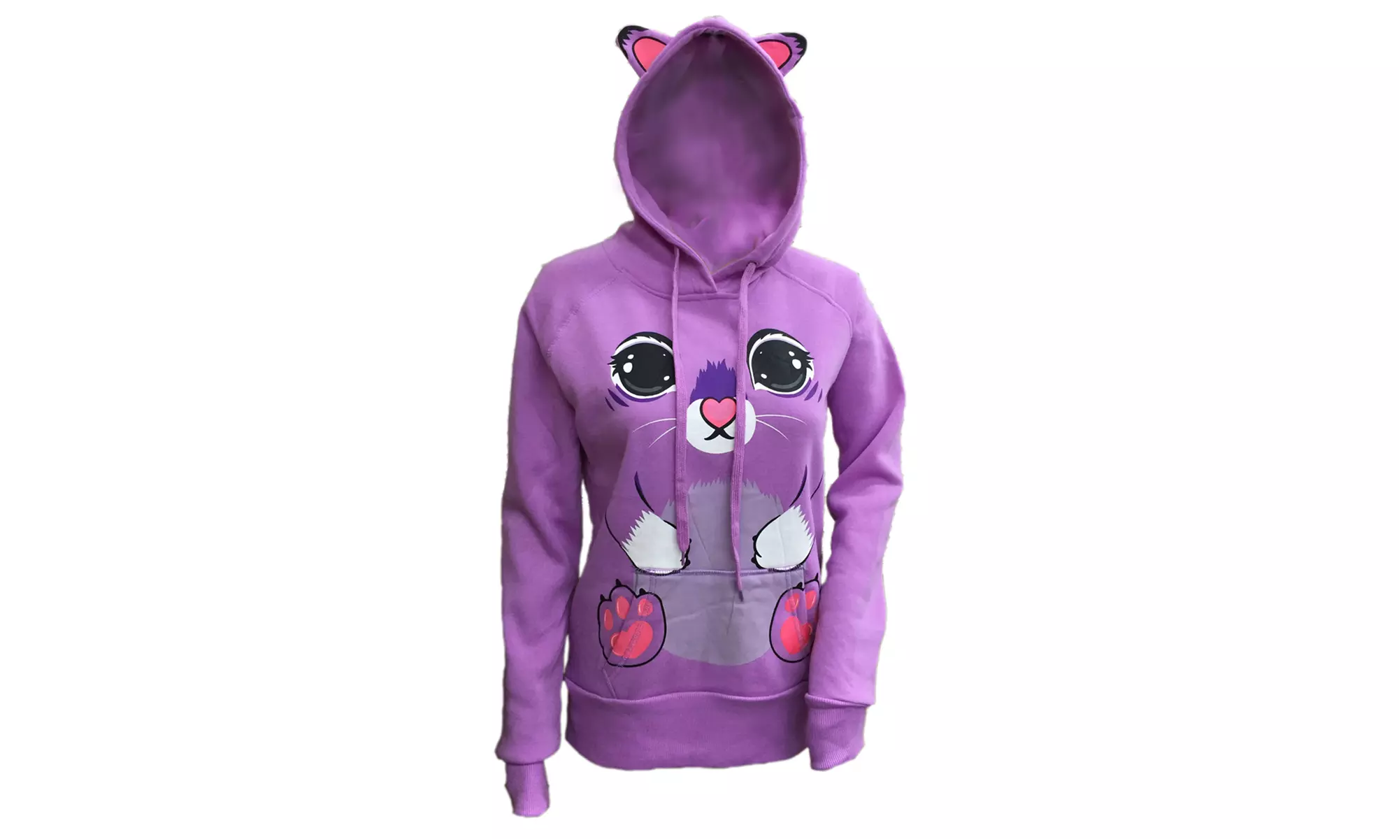 Cotton-Blend Animal Print Hoodie with Matching Ears (Size M) - Primary Image