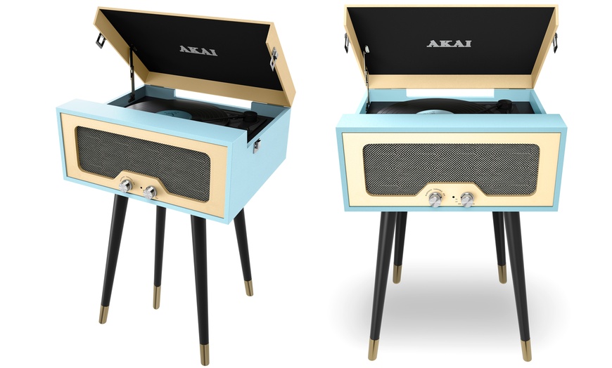 Image 2: Akai Speaker and Turntable Player