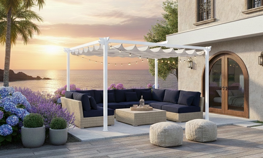 Image 5: Pergola da giardio in acciaio e telo retrattile