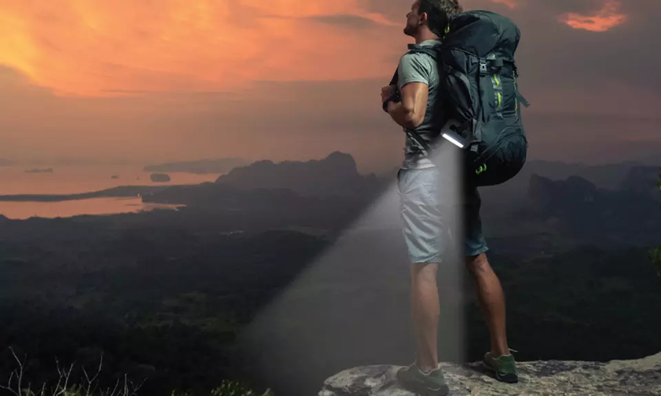Carabiner Backpack Flashlight: 350 Lumen, Rechargeable 3-Mode LED Light - Primary Image