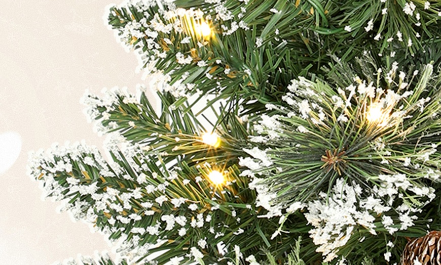 Image 10: Prelit Small Christmas Tree, Snow Flocked Tabletop Xmas Tree