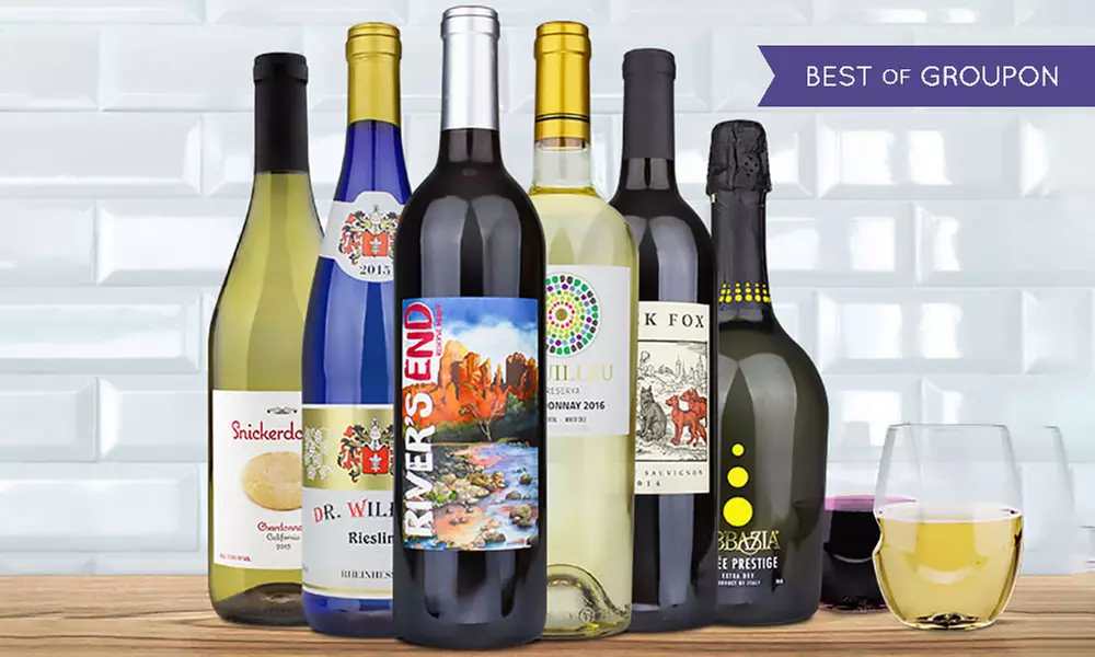 Six Bottles of Warm Weather Wine with Two govino Glasses from Heartwood & Oak (61% Off)  - Primary Image