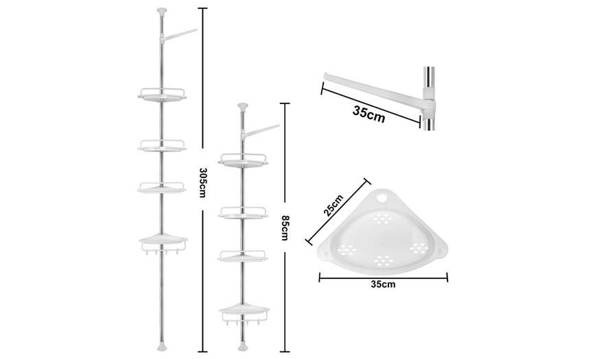 Image 6: Four Tier Adjustable Telescopic Shower Caddy