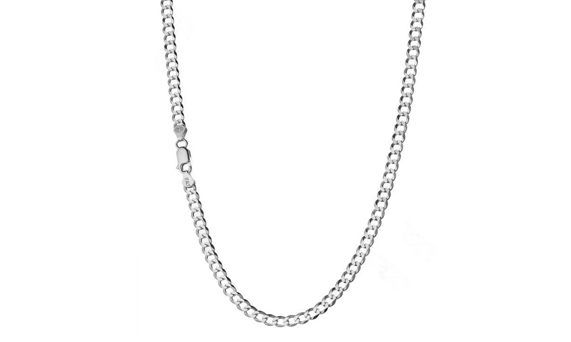 Men's Italian 4MM Curb Chain in Sterling Silver - Primary Image