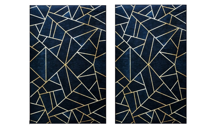 Image 4: Black & Gold Graphic Rug